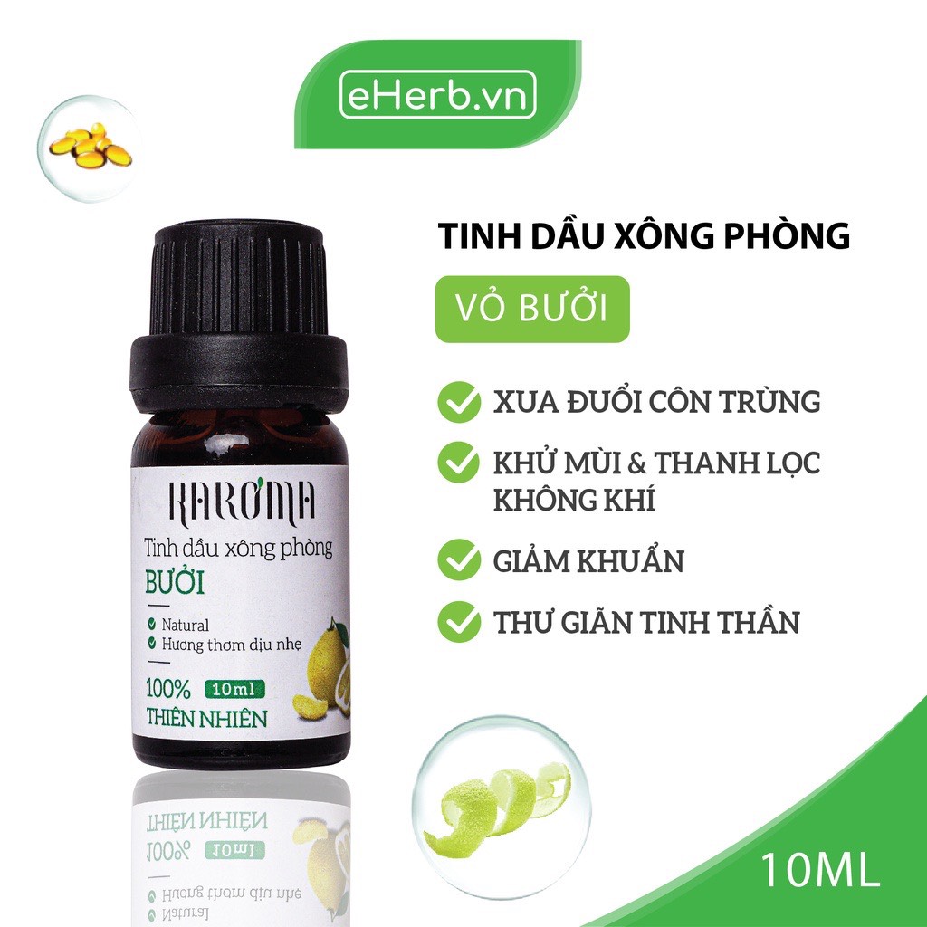 Tinh dầu xông phòng bưởi giúp đuổi muỗi, thanh lọc không khí, giảm stress Karoma Grapefruit hộp 1 chai 10ml
