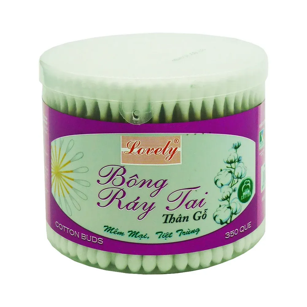 Tăm bông LOVELY thân gỗ hộp 350 que