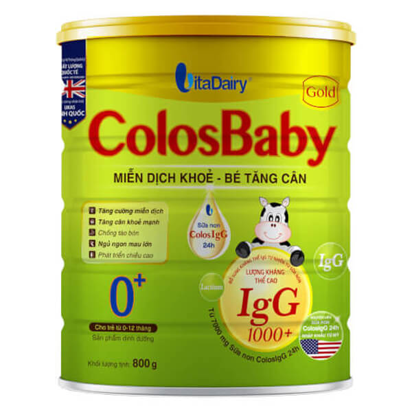 Sữa tăng cường hệ miễn dịch, bé tăng cân 0+ ColosBaby Gold lon 800g