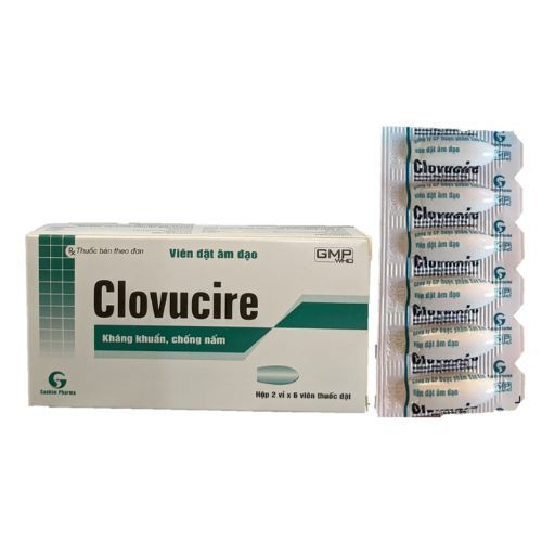 Viên đặt âm đạo Clovucire hộp 2 vỉ x 6 viên đặt-2