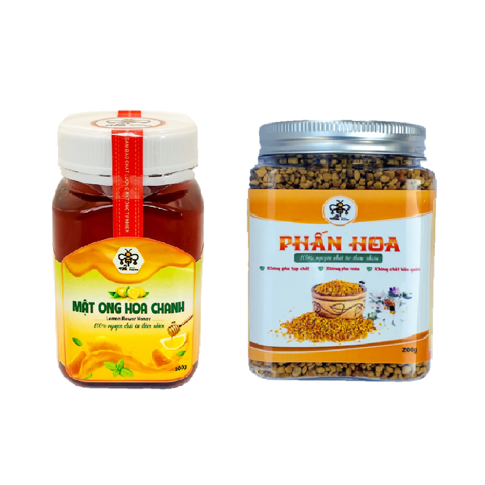 Combo Mật ong Hoa Chanh chai 500g + Phấn hoa Thuyên Phong Mật chai 200g