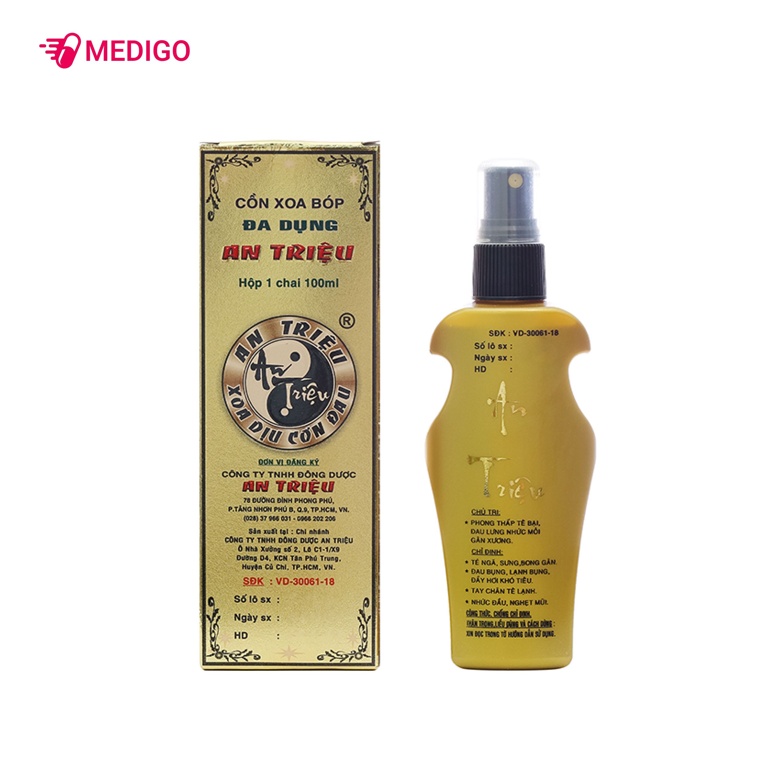 Cồn Xoa Bóp Đa Dụng An Triệu hộp 1 chai 100ml | Medigo
