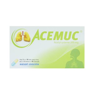 Thuốc long đờm, tiêu chất nhầy Acemuc 200 hộp 3 vỉ x 10 viên nang