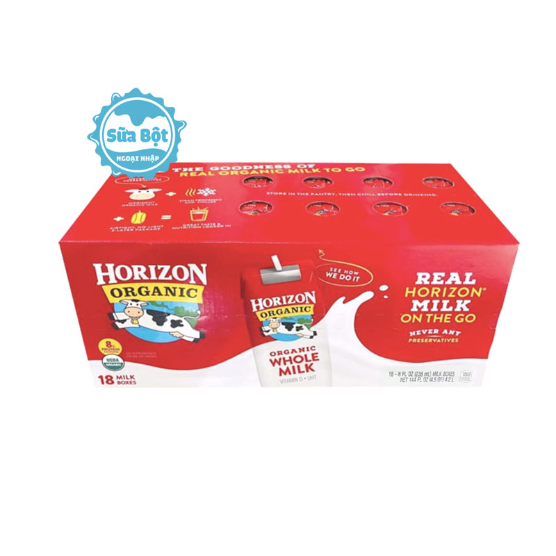 Sữa tươi nguyên kem Horizon Organic Milk On the go thùng 18 hộp 236ml
