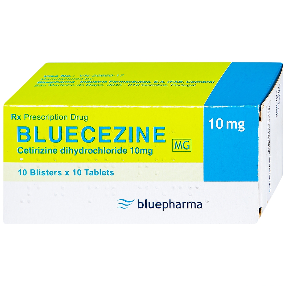 Thuốc chống dị ứng Bluecezin 10mg hộp 100 viên