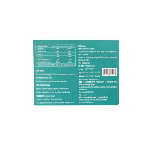 Vin ung p da Glutathione 2000mg (i Ph Tin) hp 1 l 30 vin nang  cng