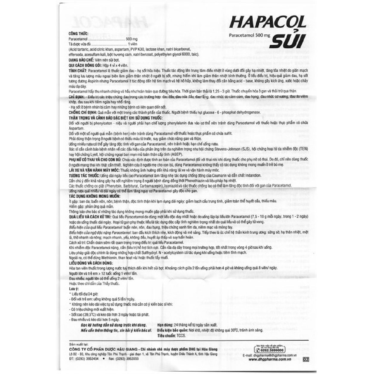 Viên sủi giảm đau hạ sốt Hapacol Sủi hộp 16 viên