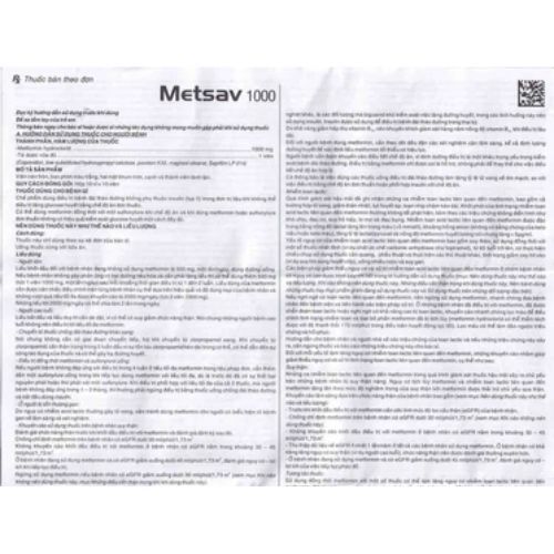 Thuốc điều trị tiểu đường Metsav 1000 hộp 100 viên-4