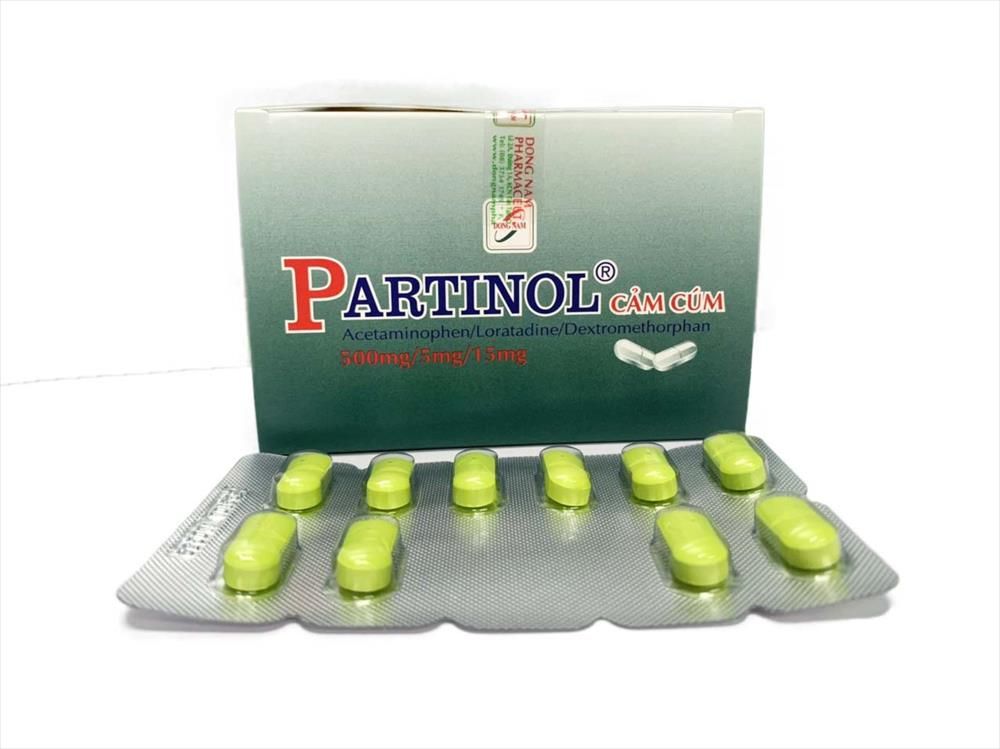 Thuốc trị cảm cúm Partinol Cảm Cúm hộp 10 vỉ x 10 viên nén bao phim