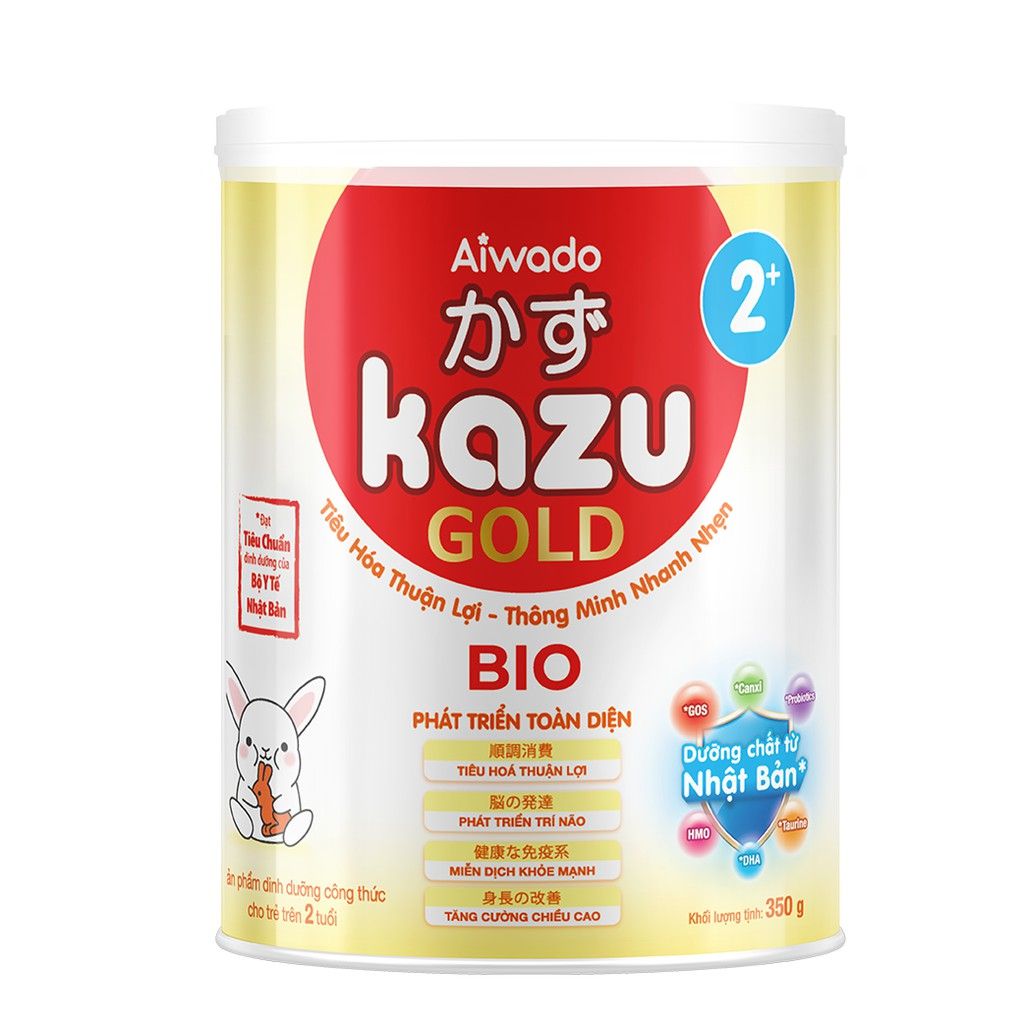 Sữa bột tăng cân cho trẻ em Aiwado Kazu Bio Gold 2+ lon 350g