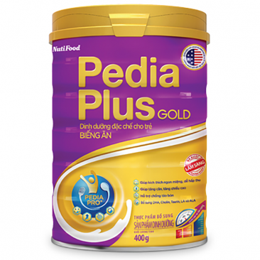 Sữa bột cho trẻ trên 1 tuổi Pedia Plus Gold lon 400g