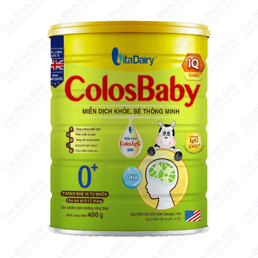 Sữa bột cho trẻ ColosBaby IQ 0+ lon 400g