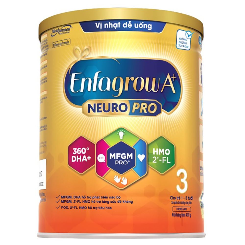 Sữa bột cho trẻ em 1 - 3 tuổi Enfagrow A+ NEUROPRO số 3 lon 400g