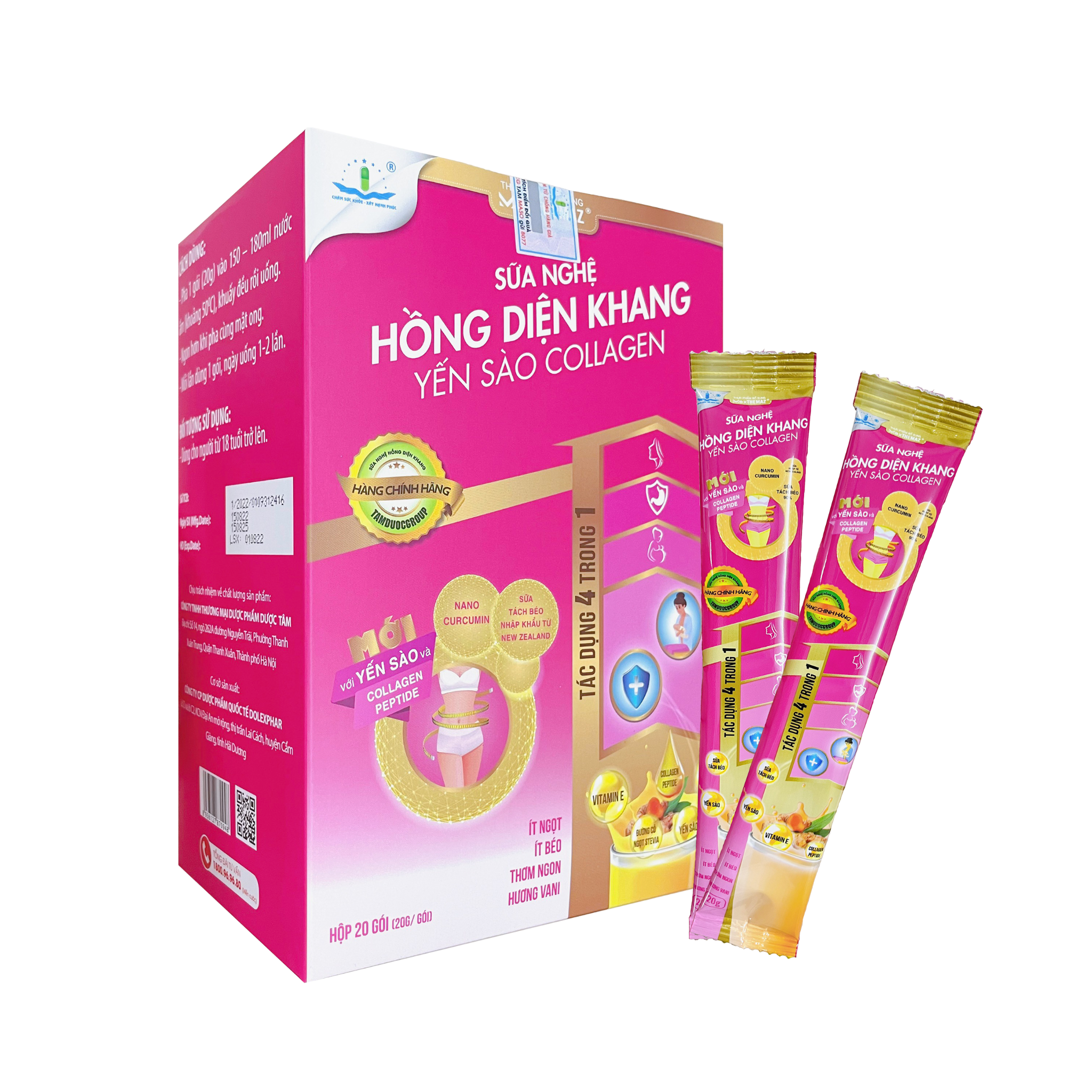 Sữa nghệ Hồng Diện Khang Yến Sào Collagen hộp 20 gói