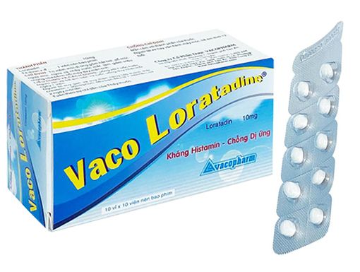 Thuốc chống dị ứng VACO LORATADINE 10 hộp 10 vỉ x 10 viên