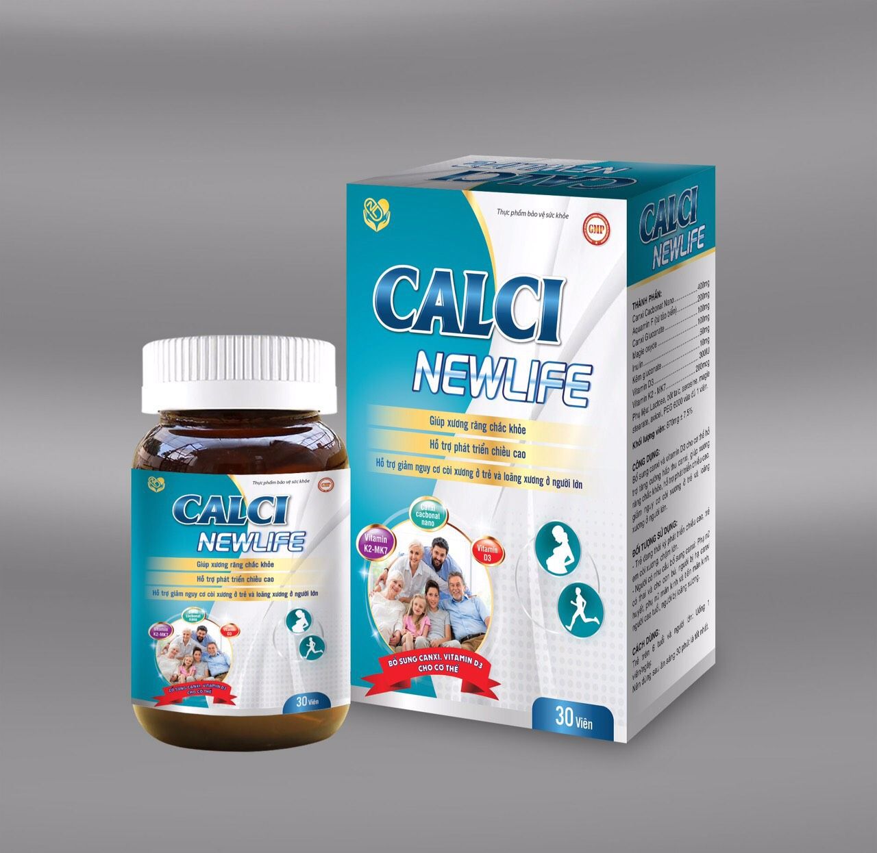 Viên uống giúp xương răng chắc khỏe, phát triển chiều cao CALCI NEWLIFE hộp 1 lọ 30 viên